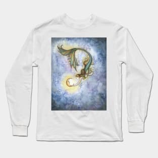 Deep Sea Moon Mermaid Fantasy Art Illustration Long Sleeve T-Shirt